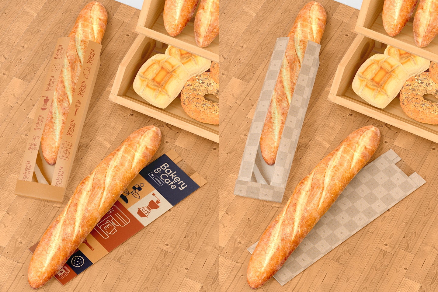 Bread Paper Bags with Window Mockup