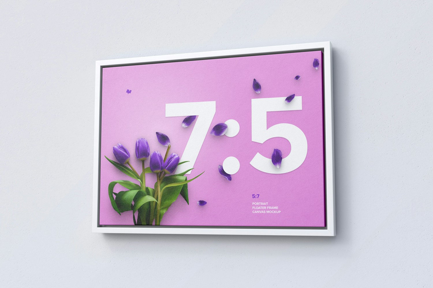 7:5 Landscape Canvas Mockup in Floater Frame, Right View