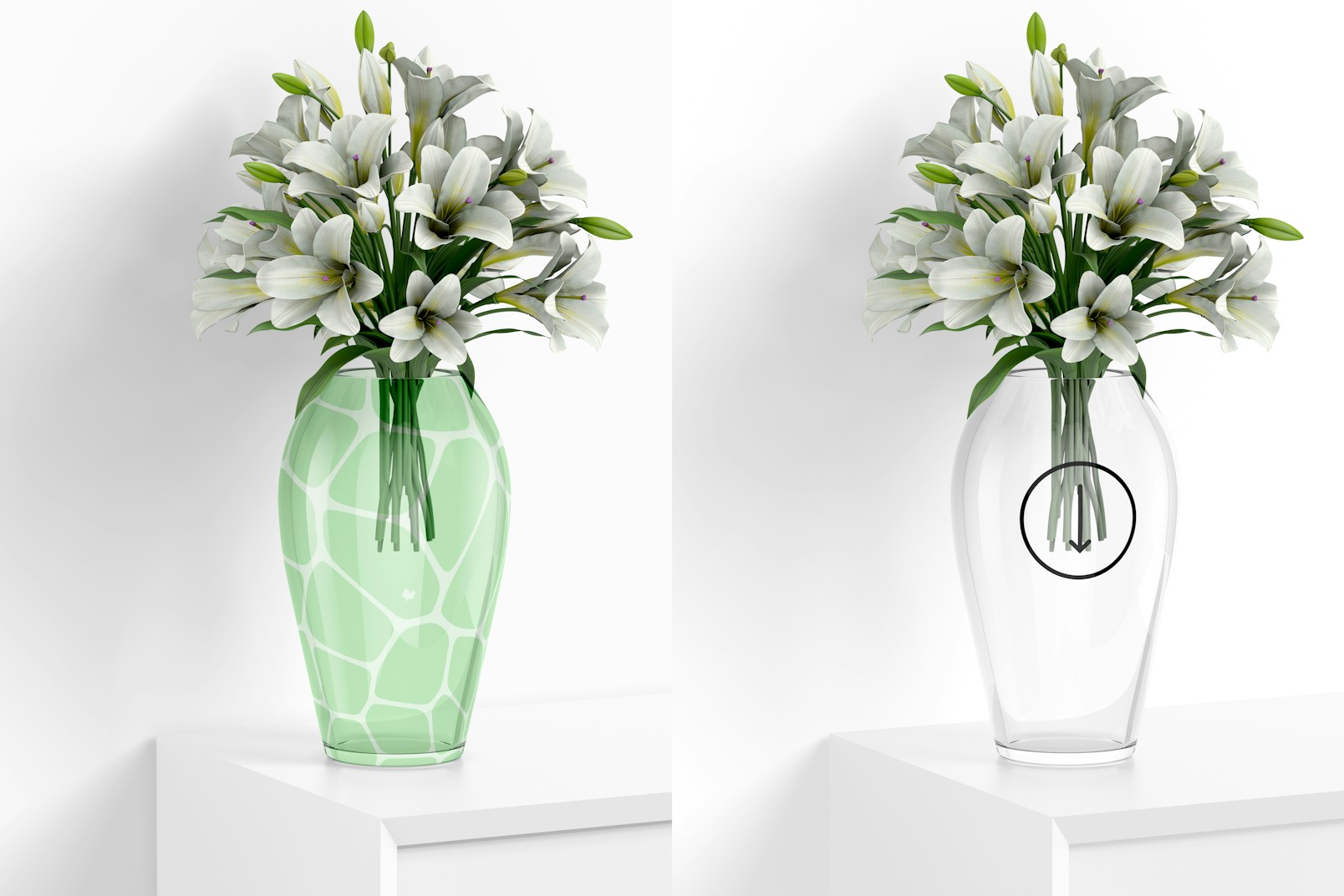 Glass Vase Mockup, Perspective
