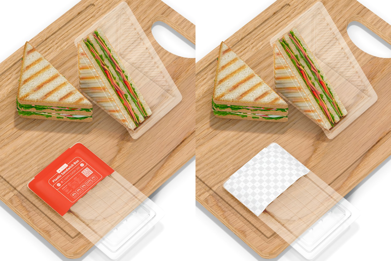 Plastic Sandwich Boxes Mockup, Top View