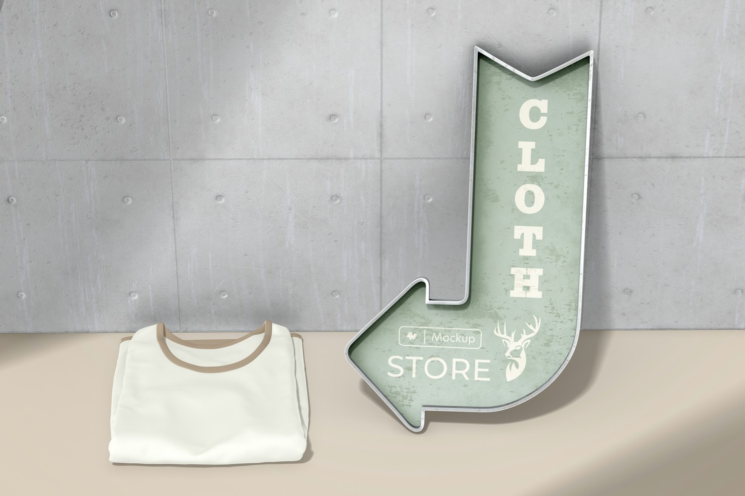 Industrial Sign Mockup, Leaned Industrial Sign Mockup, Leaned