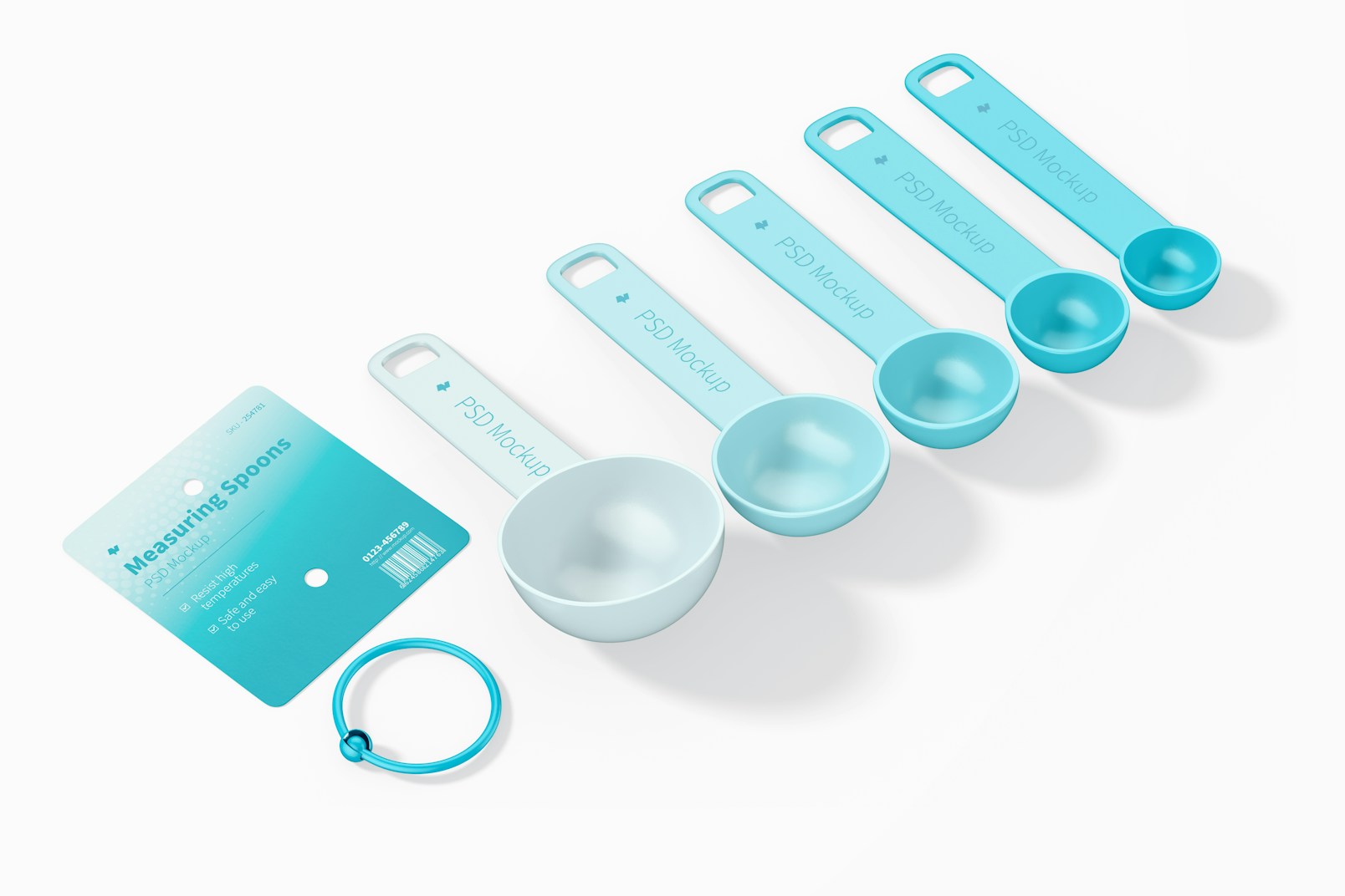 Measuring Spoons Set Mockup, Perspective View