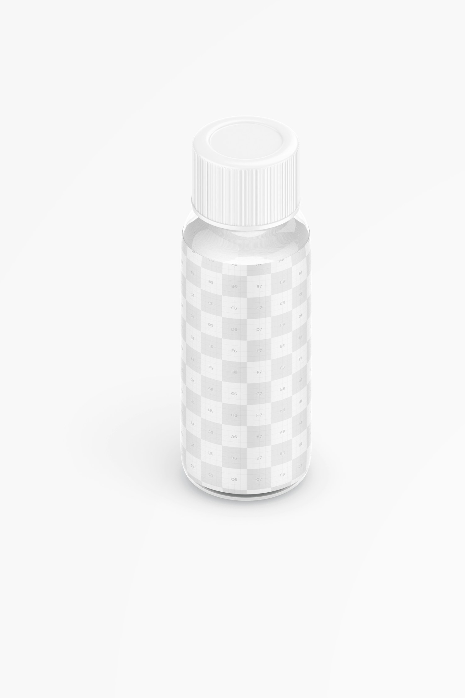 1 oz PET Cosmo Round Bottle Mockup, Isometric View