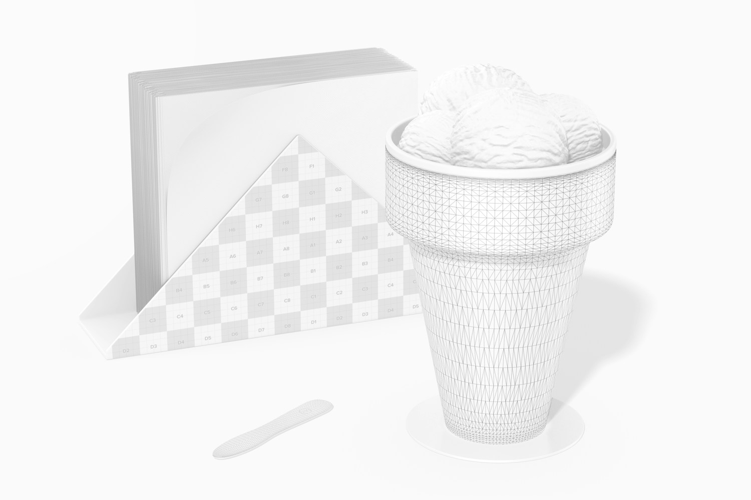 Plastic Ice Cream Cup Mockup, Perspective
