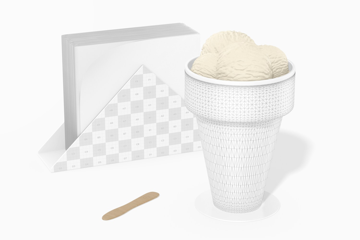 Plastic Ice Cream Cup Mockup, Perspective