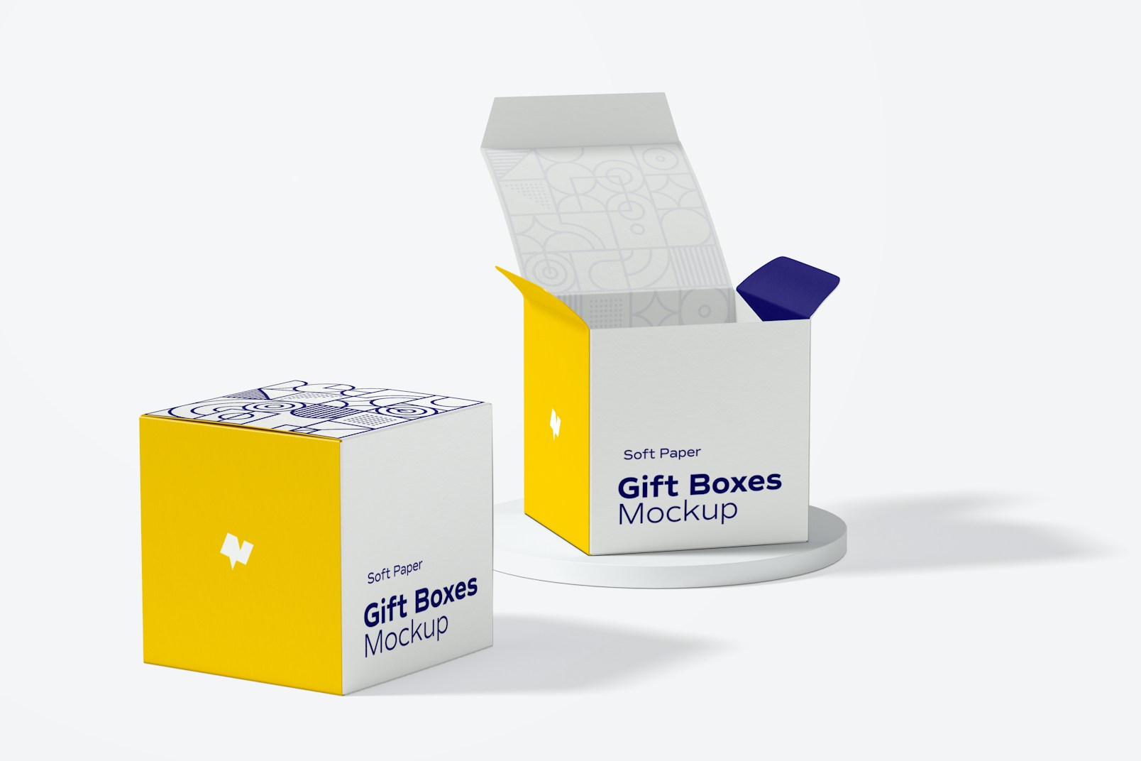 Soft Paper Gift Boxes Mockup, Left View