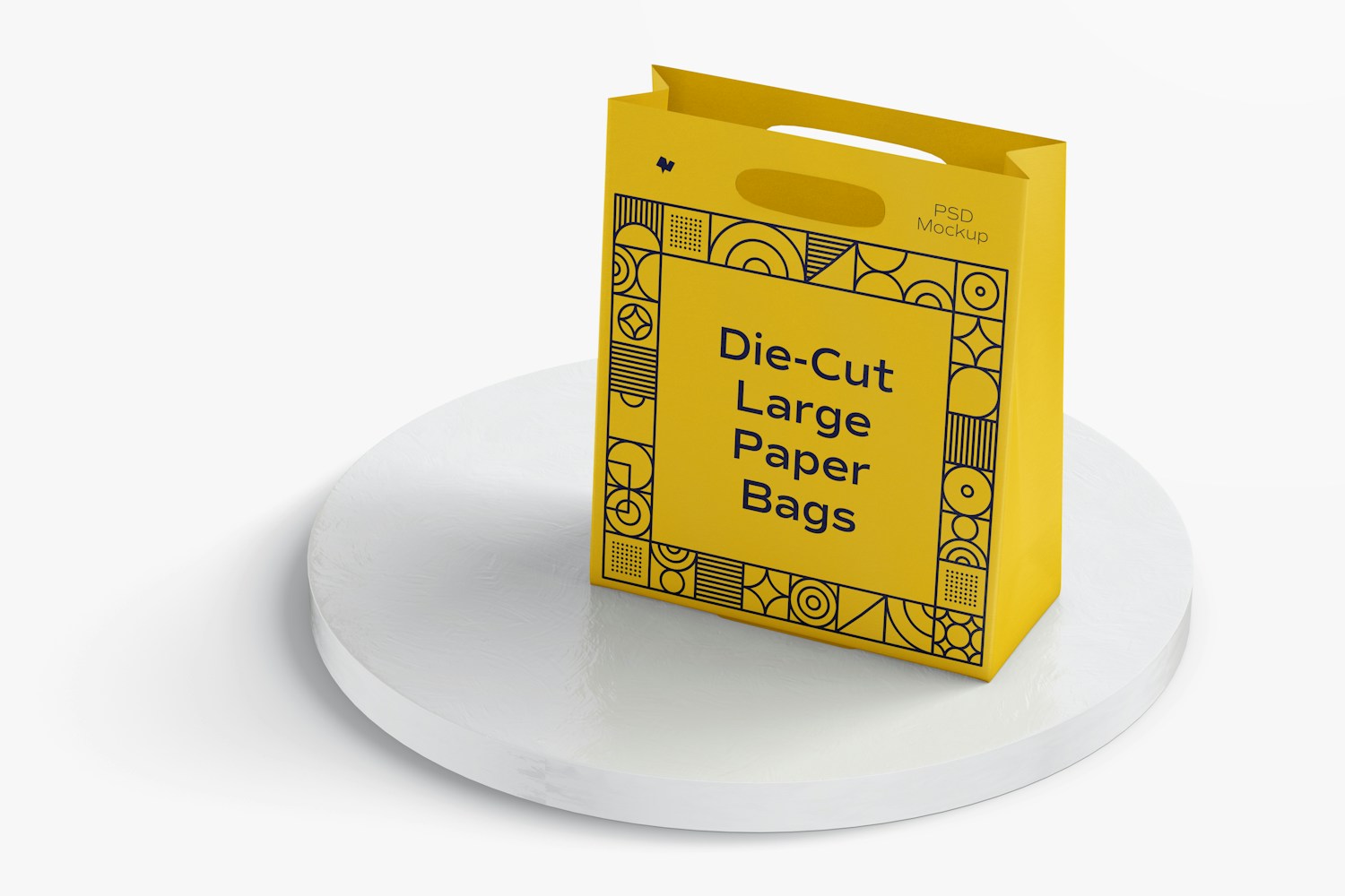 Die-Cut Large Paper Bag Mockup, Perspective