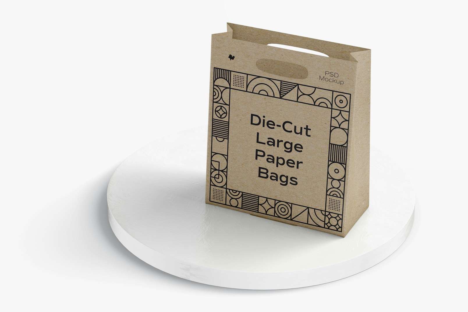 Die-Cut Large Paper Bag Mockup, Perspective