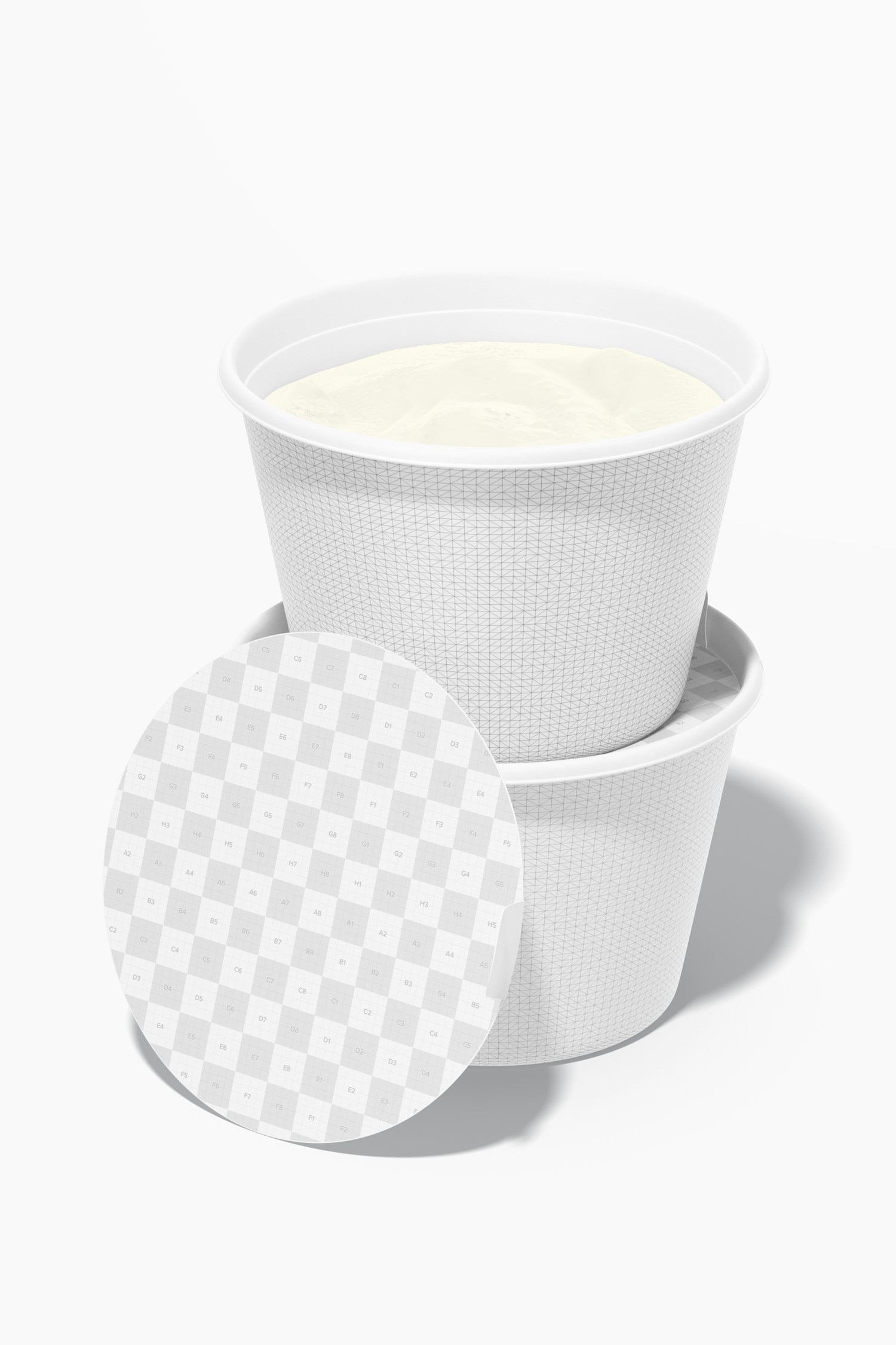 Ice Cream Paper Cups Mockup, Stacked
