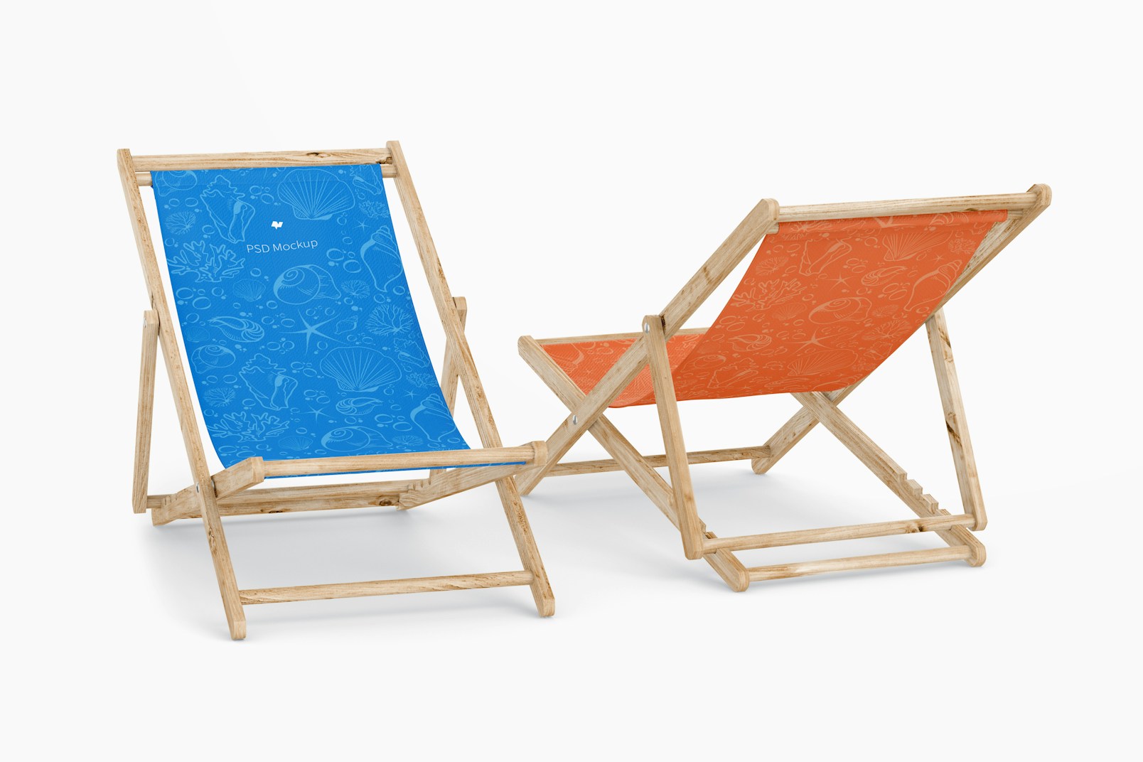 Beach Folding Chairs Mockup, Front and Back View