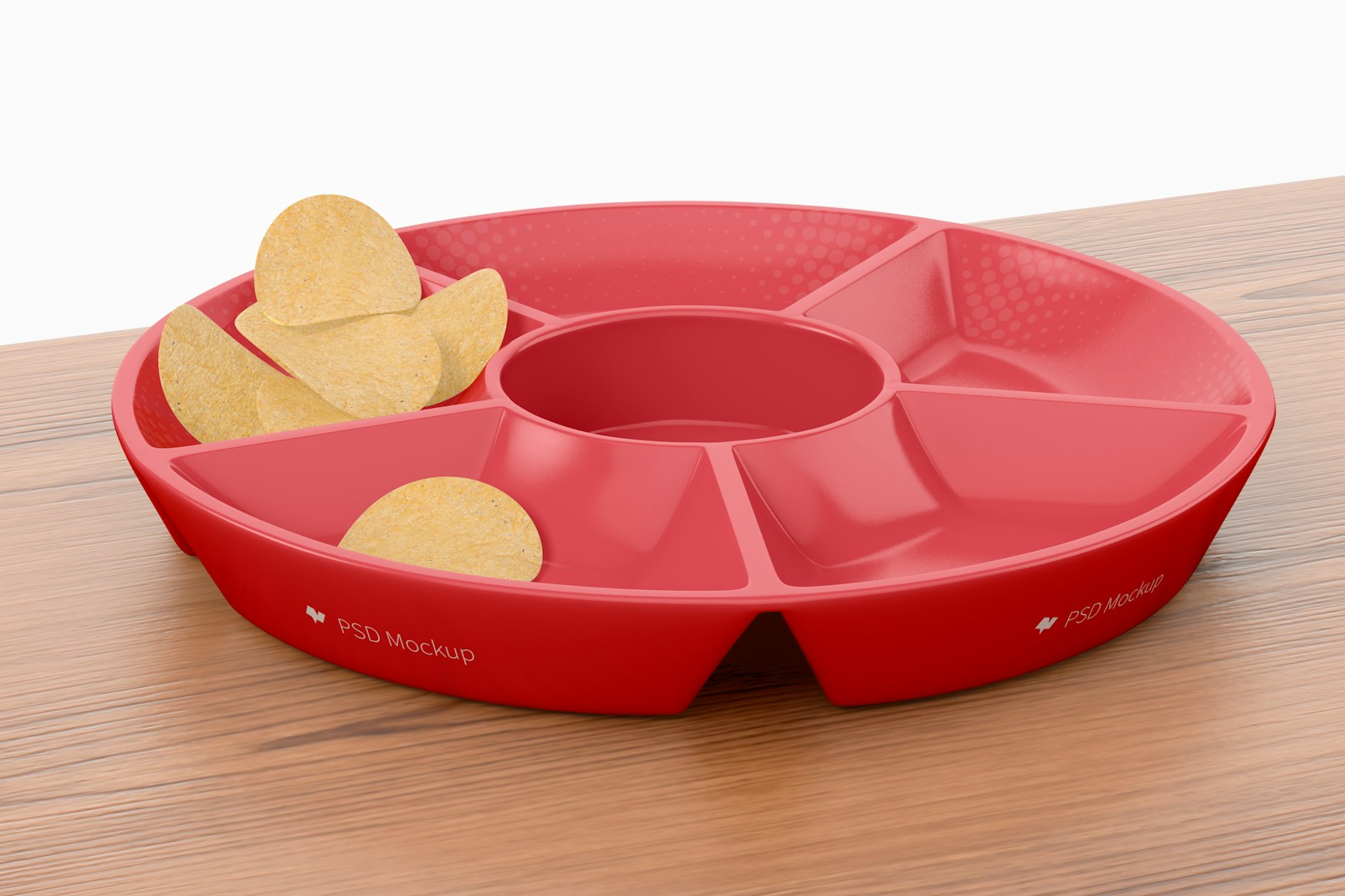 Compartment Round Tray with Potato Chips Mockup
