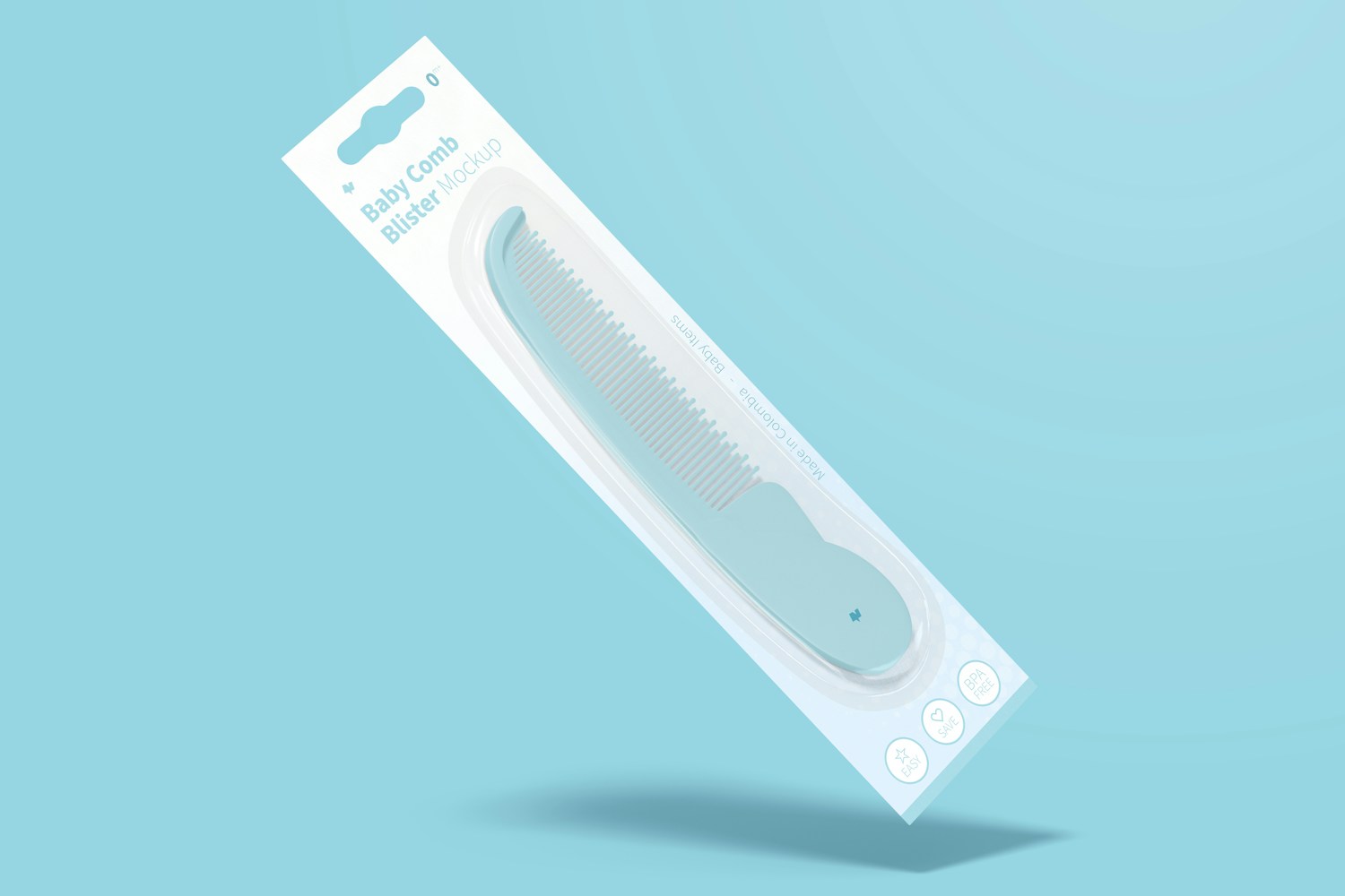 Baby Comb Blister Mockup, Falling Baby Comb Blister Mockup, Falling