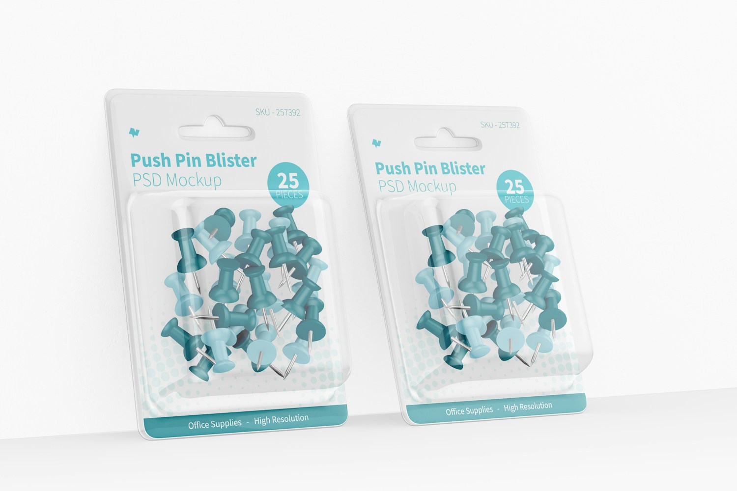 Push Pin Blister Mockup, Leaned