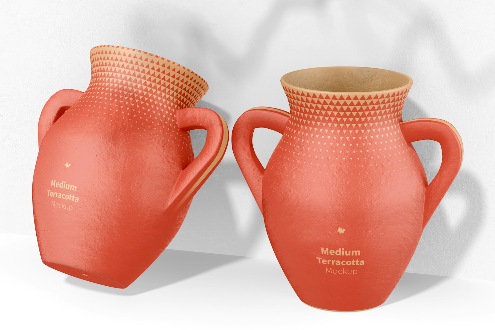 Medium Terracotta Vases with Handles Mockup, Leaned
