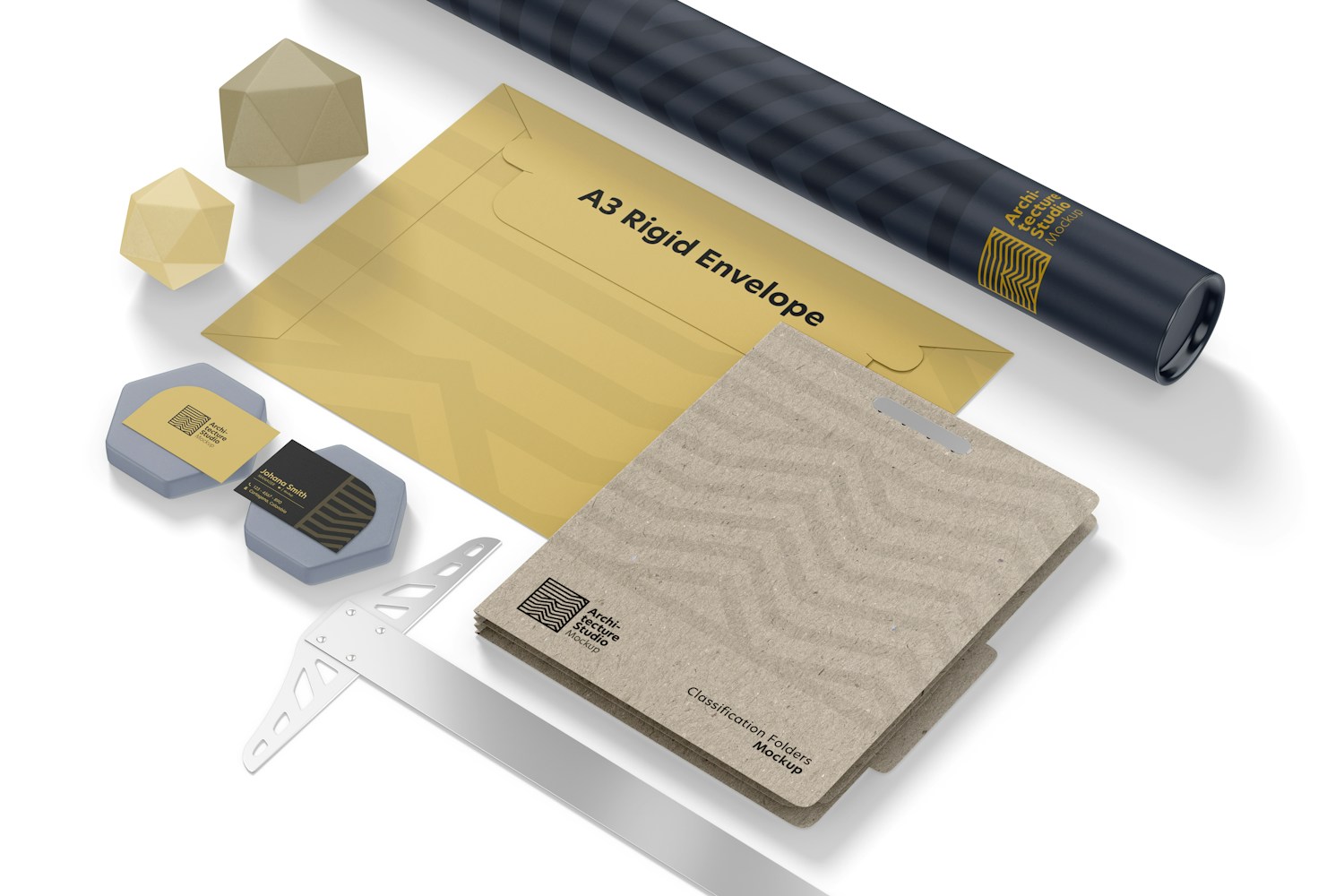 Architecture Studio Stationery Mockup, Side View