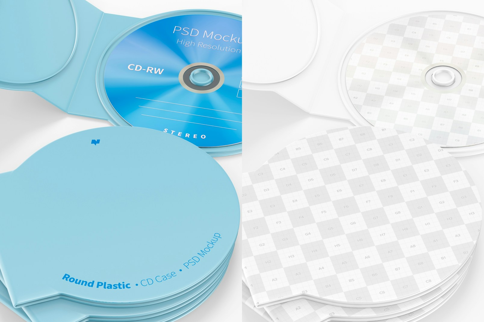 Round Plastic CD Case Mockup, Close Up