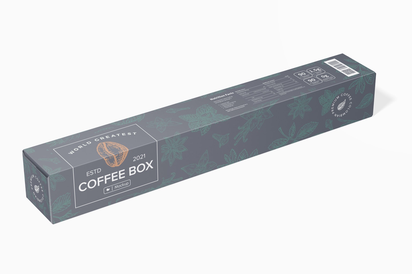 Large Box for Coffee Capsule Mockup, Side View
