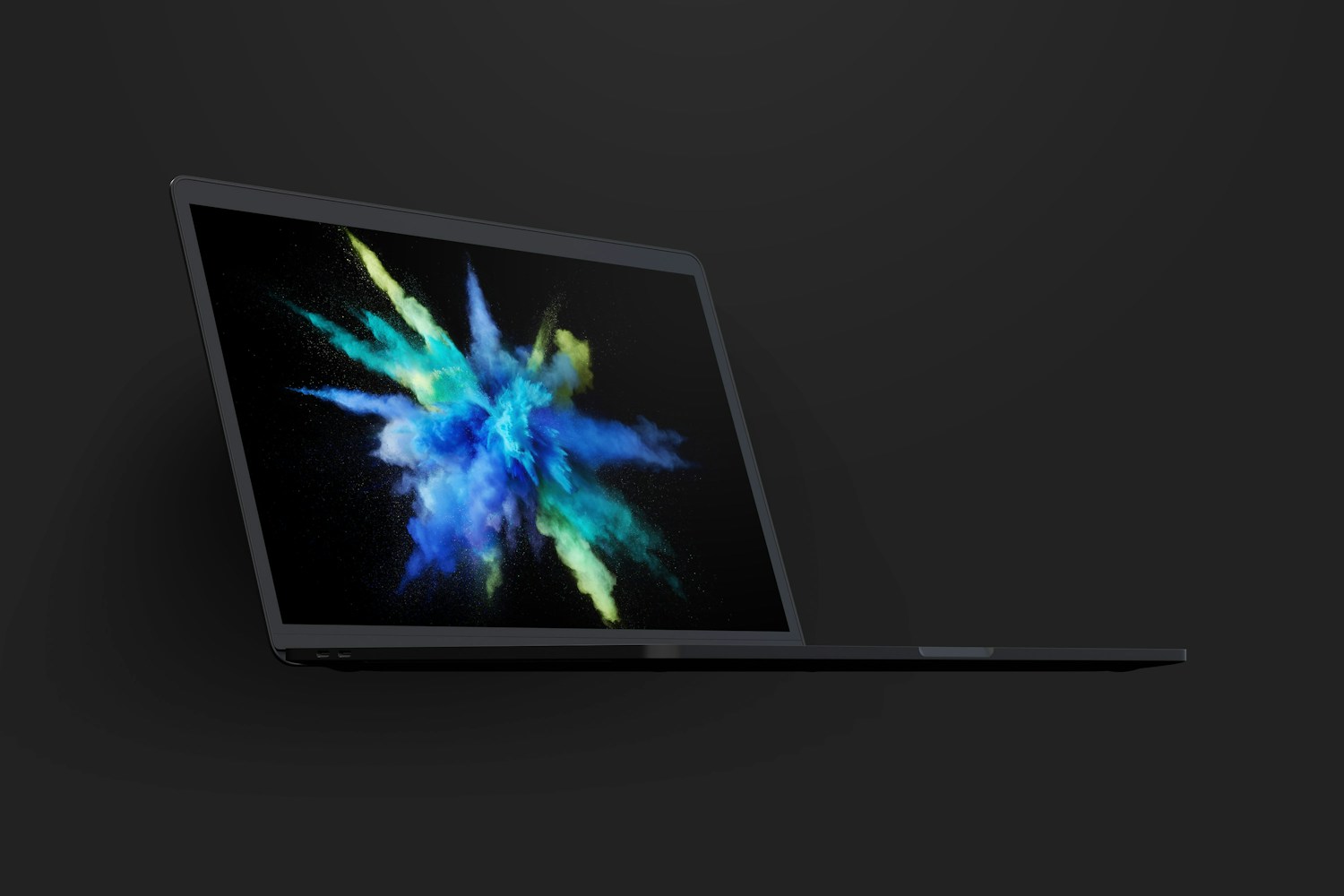 Maqueta de MacBook Pro de 15” con Touch Bar, Vista Frontal Derecha, Multicolor