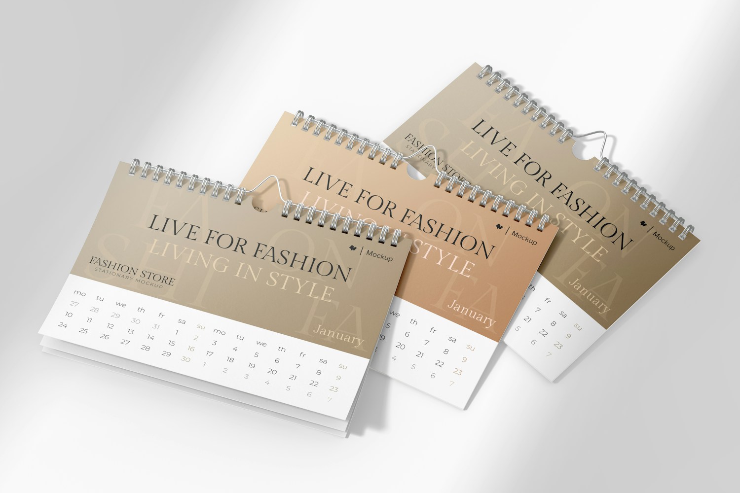 Fashion Store Rectangular Calendar Set Mockup