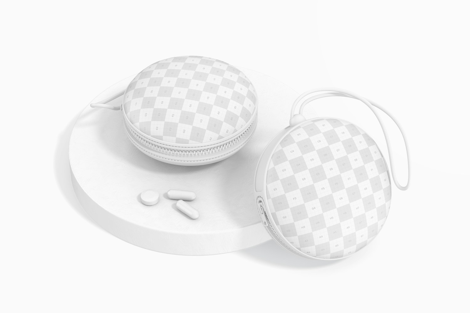 Silicone Pill Boxes Mockup, on Podium Silicone Pill Boxes Mockup, on Podium