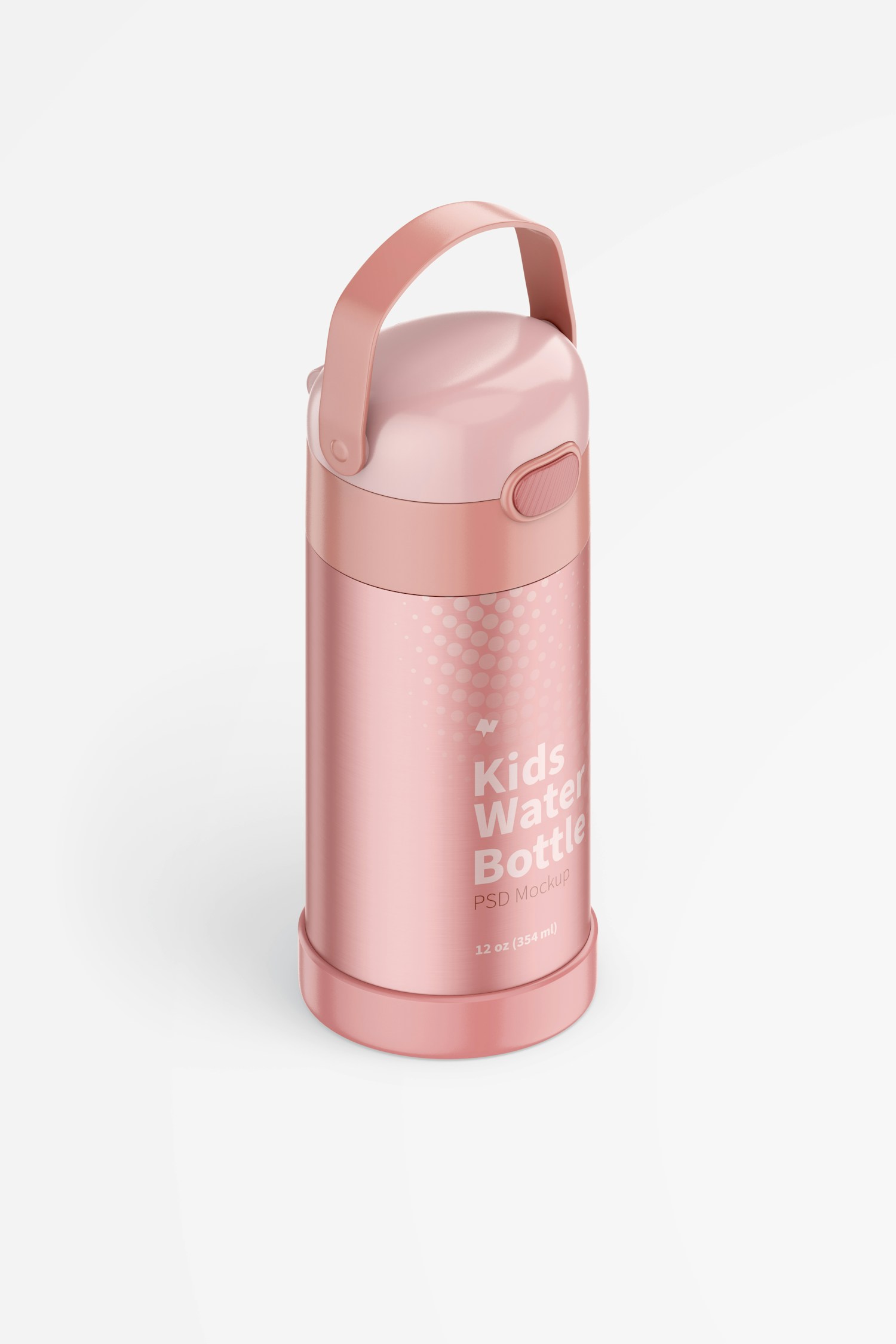 12 oz Kids Water Bottle Mockup, Isometric Right View