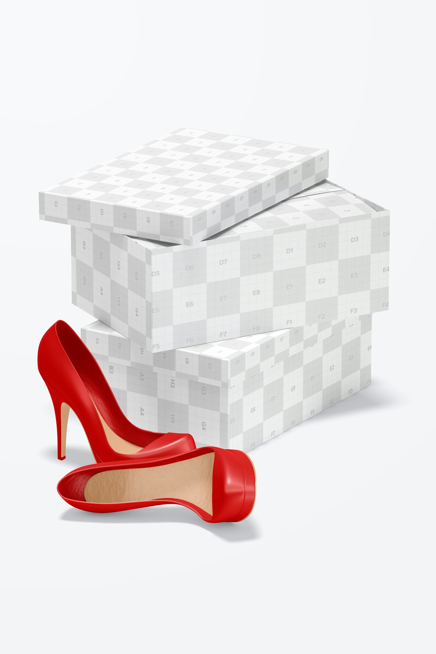 Carton Shoe Boxes Mockup, Stacked Carton Shoe Boxes Mockup, Stacked