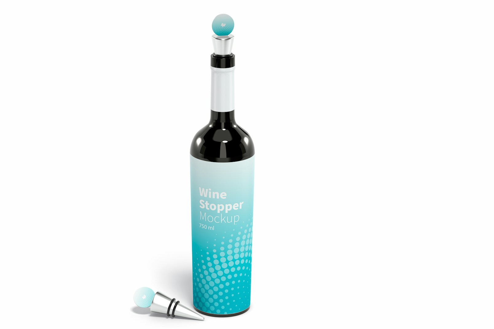 Wine Stopper and Bottle Mockup