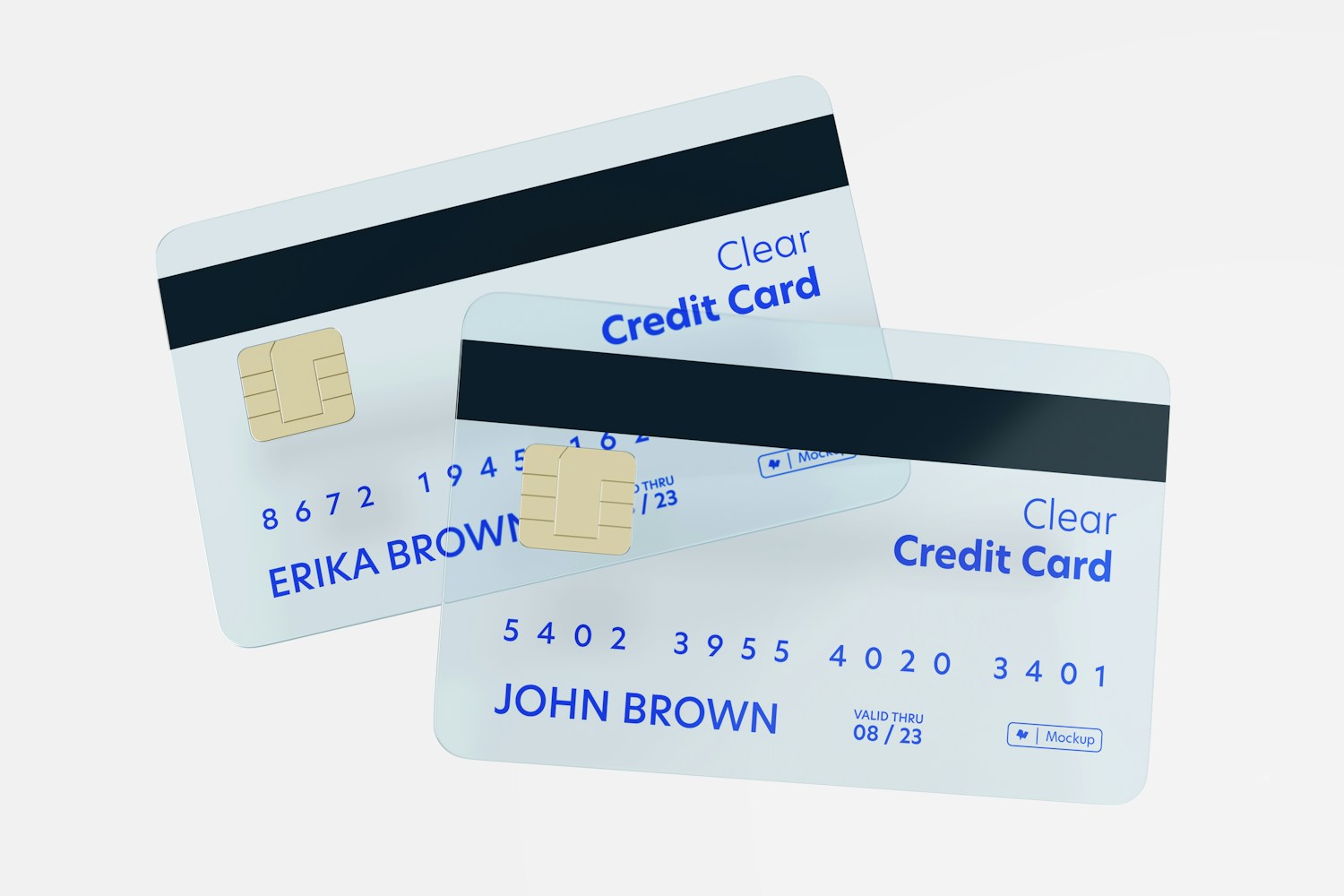 Clear Credit Card Mockup, Stacked