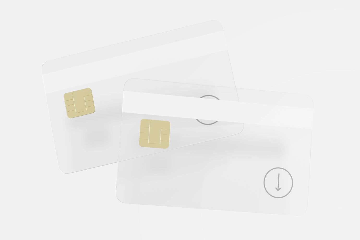 Clear Credit Card Mockup, Stacked Clear Credit Card Mockup, Stacked