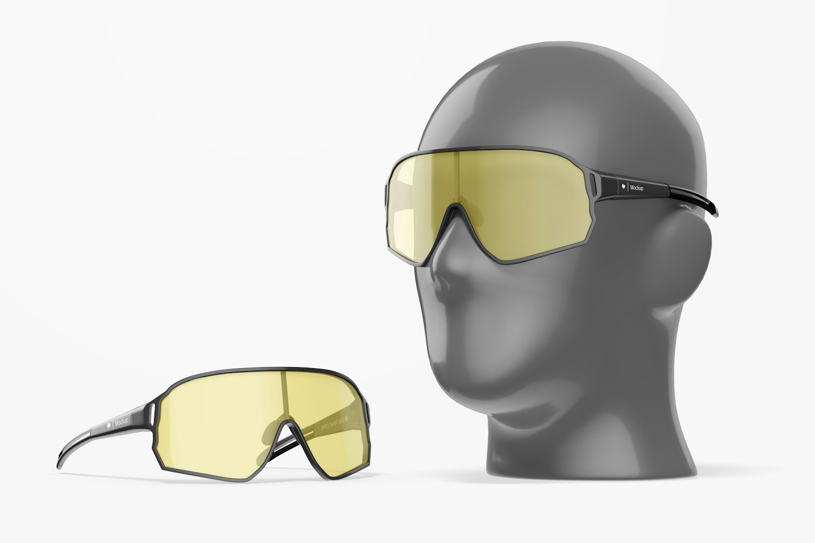 Cycling Sunglasses on Head Mannequin Mockup