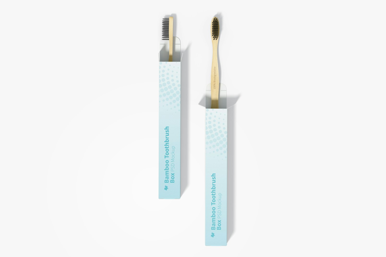 Bamboo Toothbrushes with Box Mockup, Top View