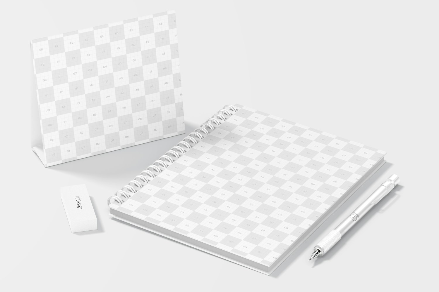 Wire Bound Notepad Scene Mockup, Perspective