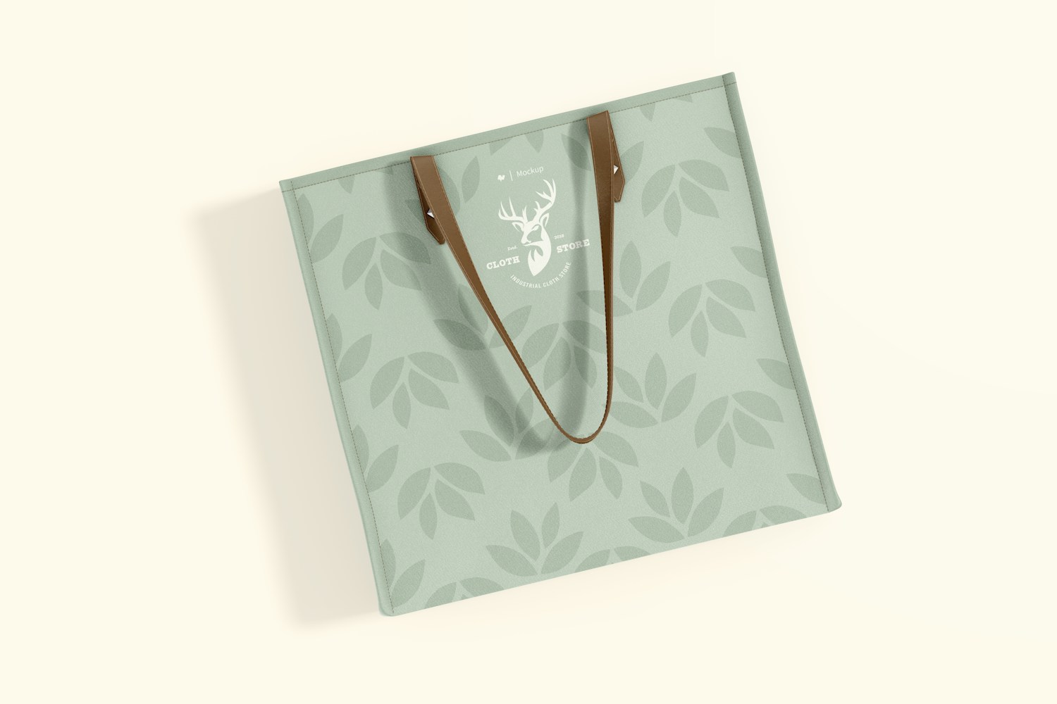 Tote Bag with Leather Handle Mockup, Top View