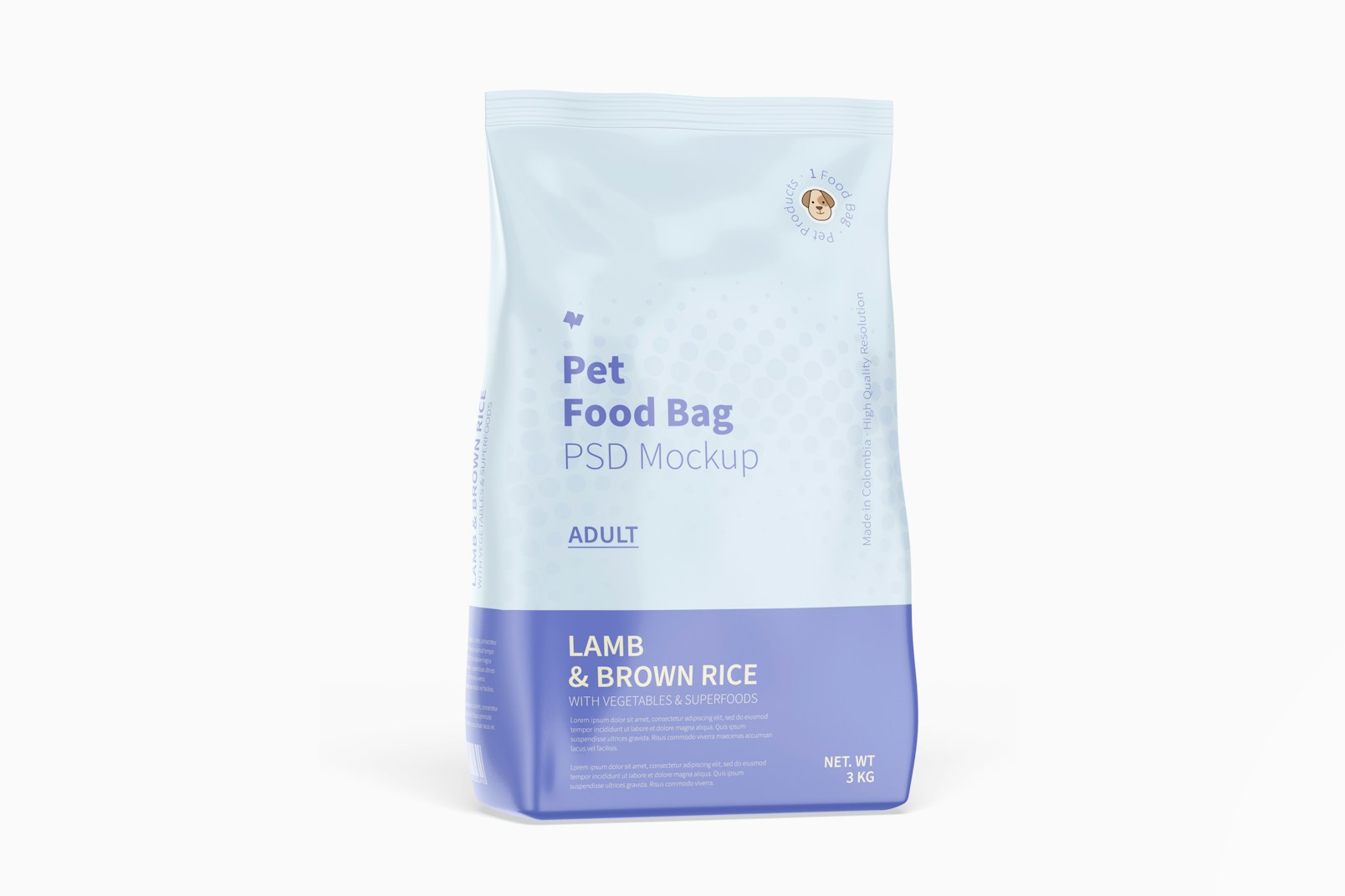 Pets Food Bag Mockup, Front View