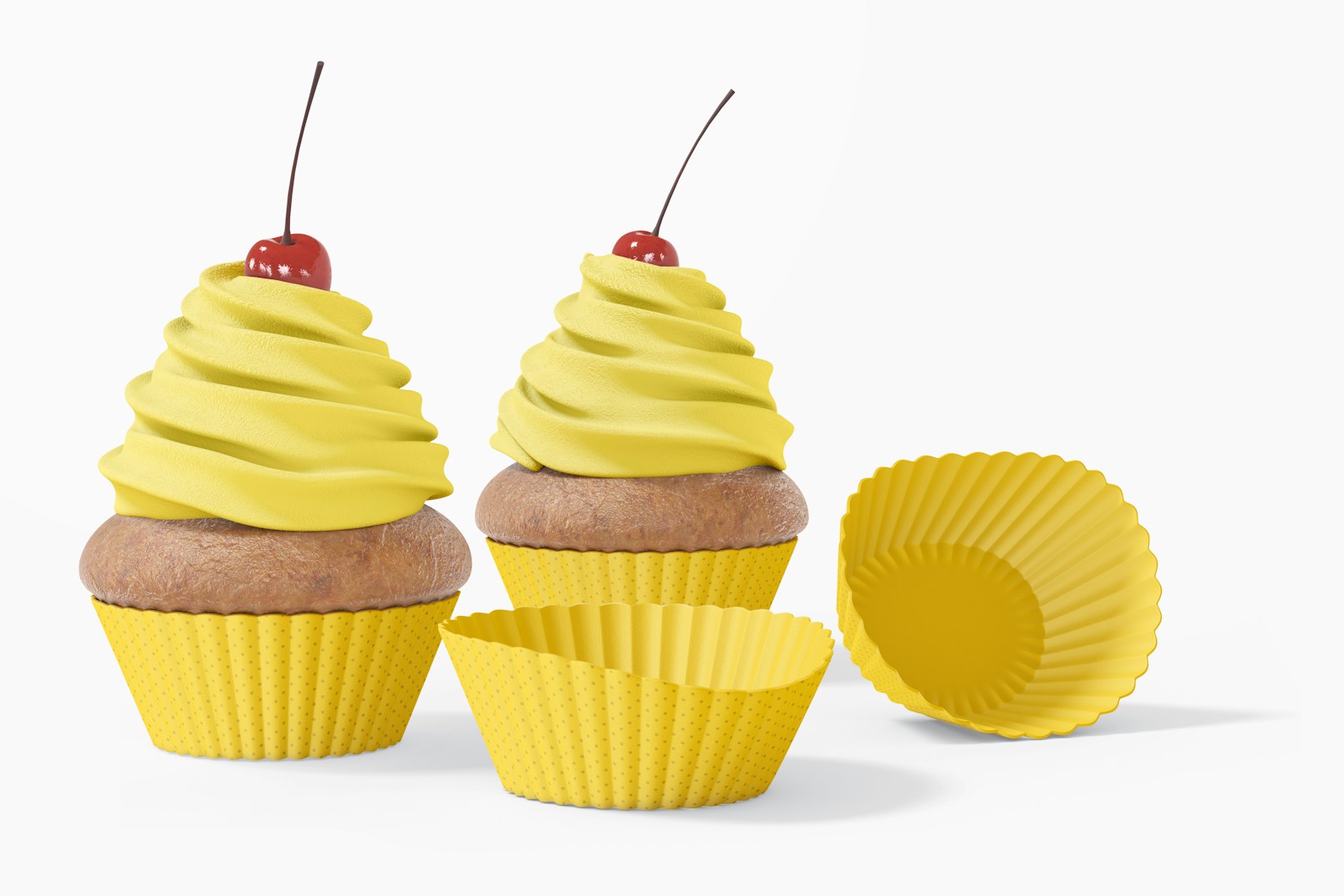 Cupcakes with Silicone Baking Cup Mockup