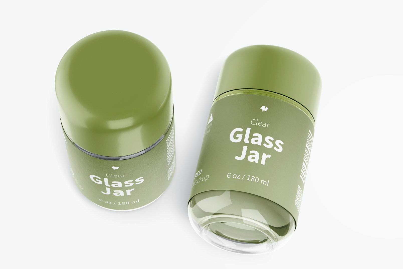 180 ml Clear Glass Jars Mockup, Top View