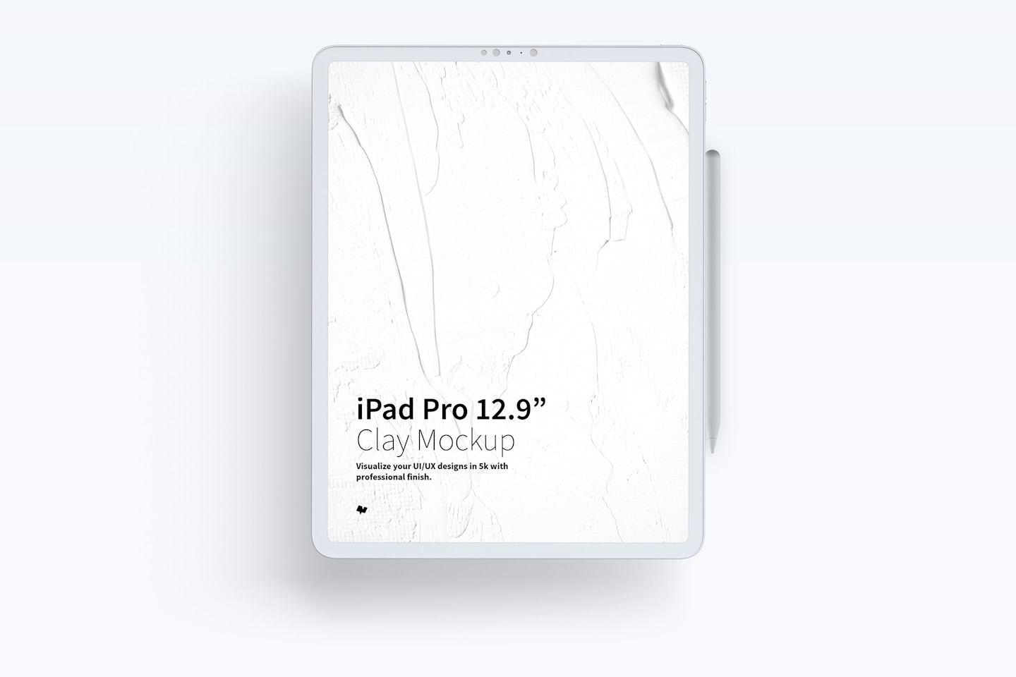 Clay iPad Pro 12.9” Mockup, Portrait Front View