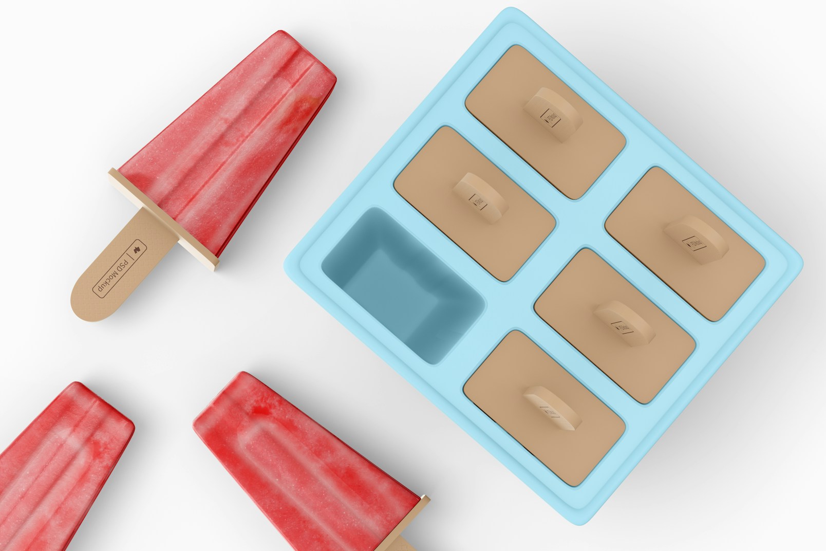 Ice Pop Silicone Mold Mockup, Top View