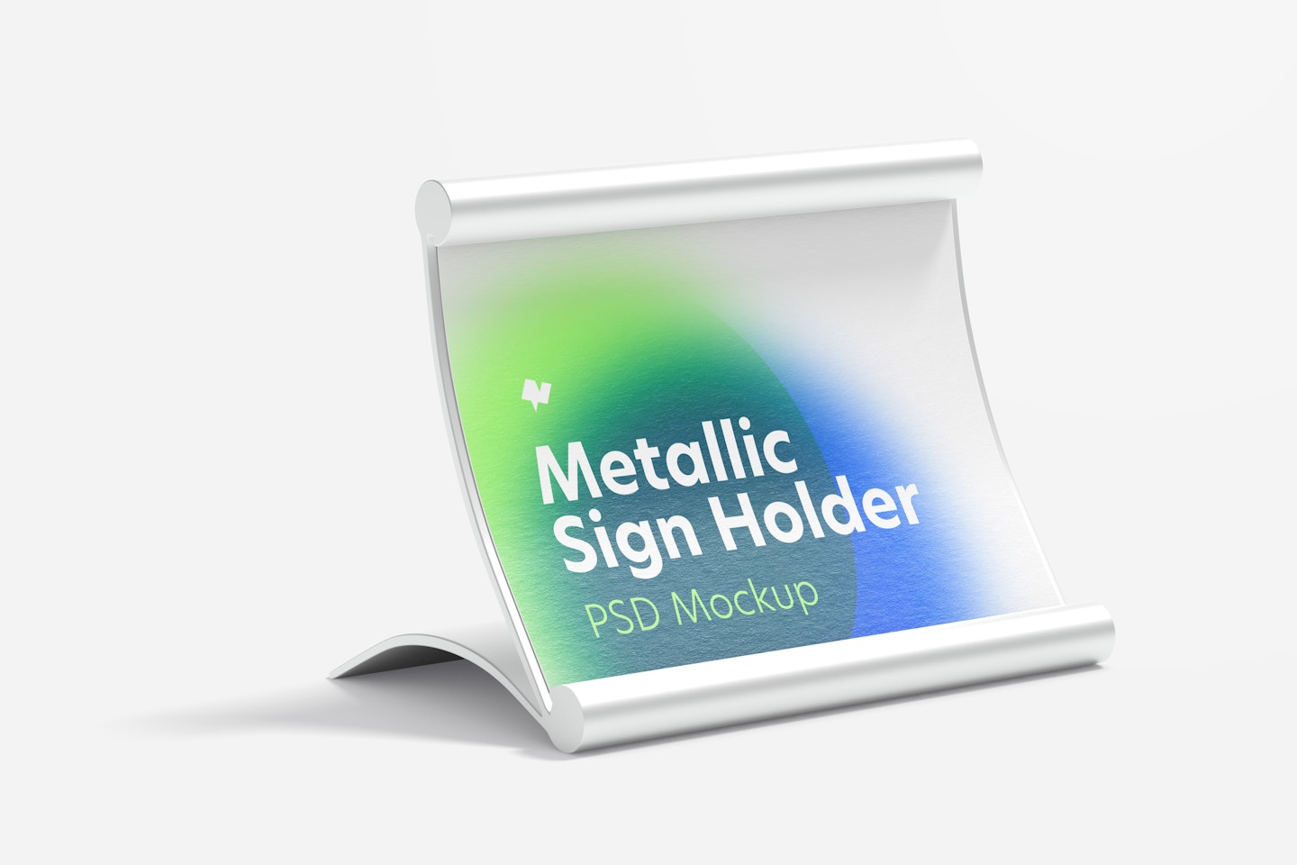 Metallic Table Sign Holder Mockup, Right View