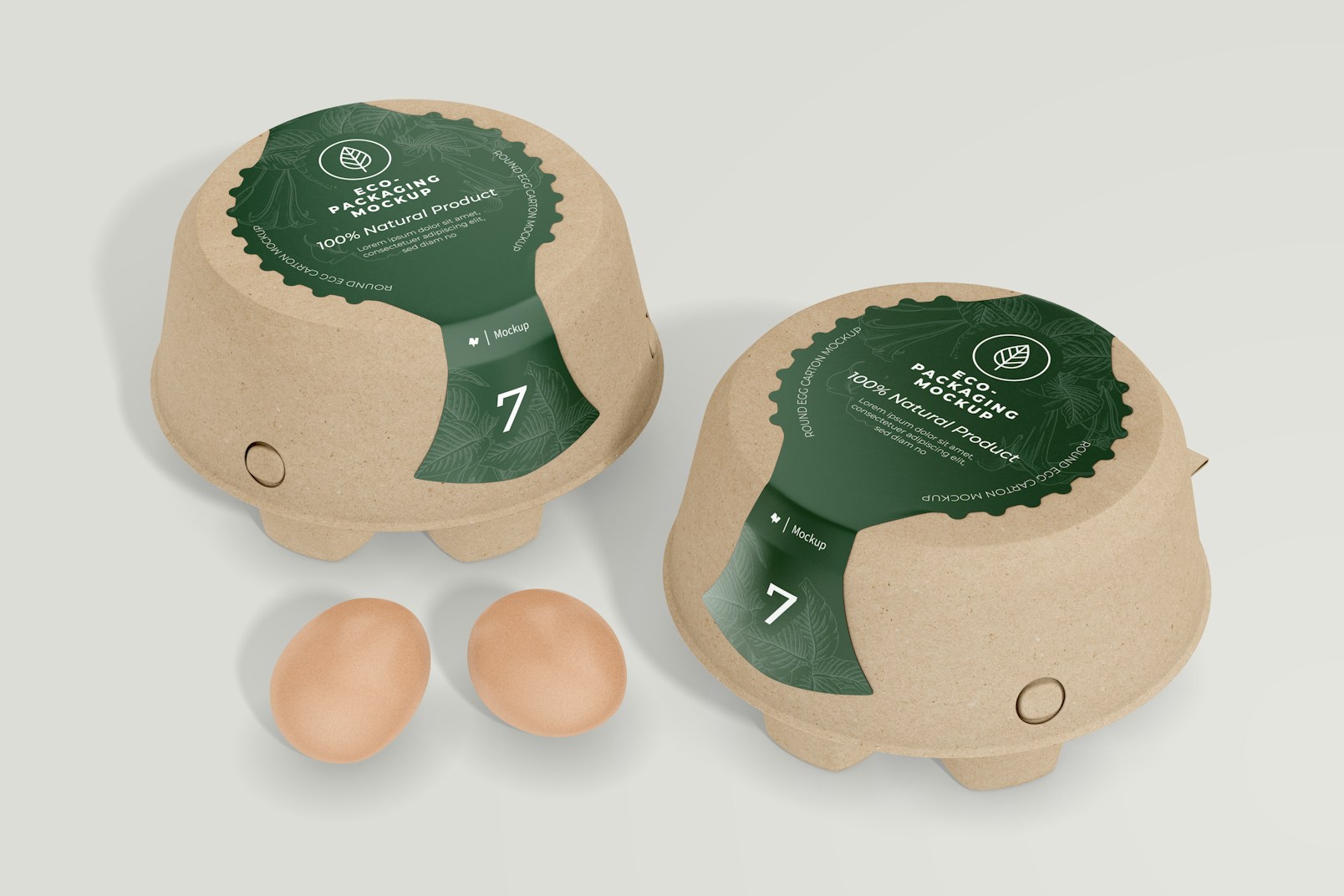 Round Egg Cartons Mockup, Perspective
