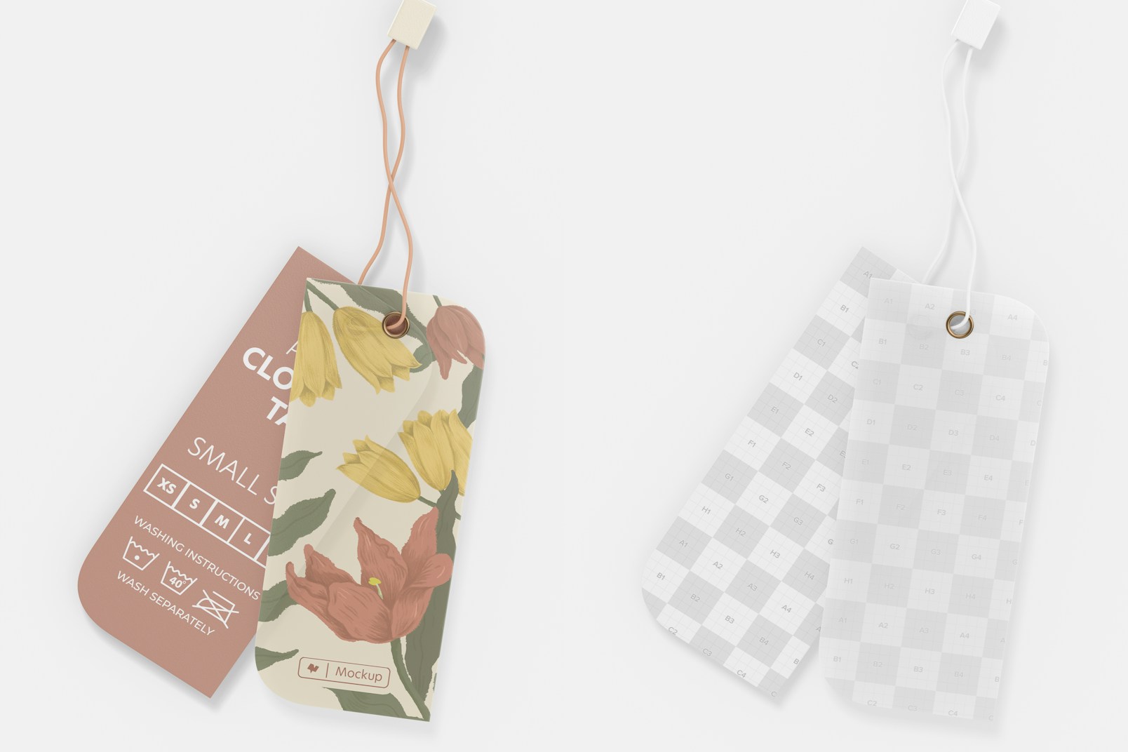 Double Plastic Clothing Tag Mockup, Top View