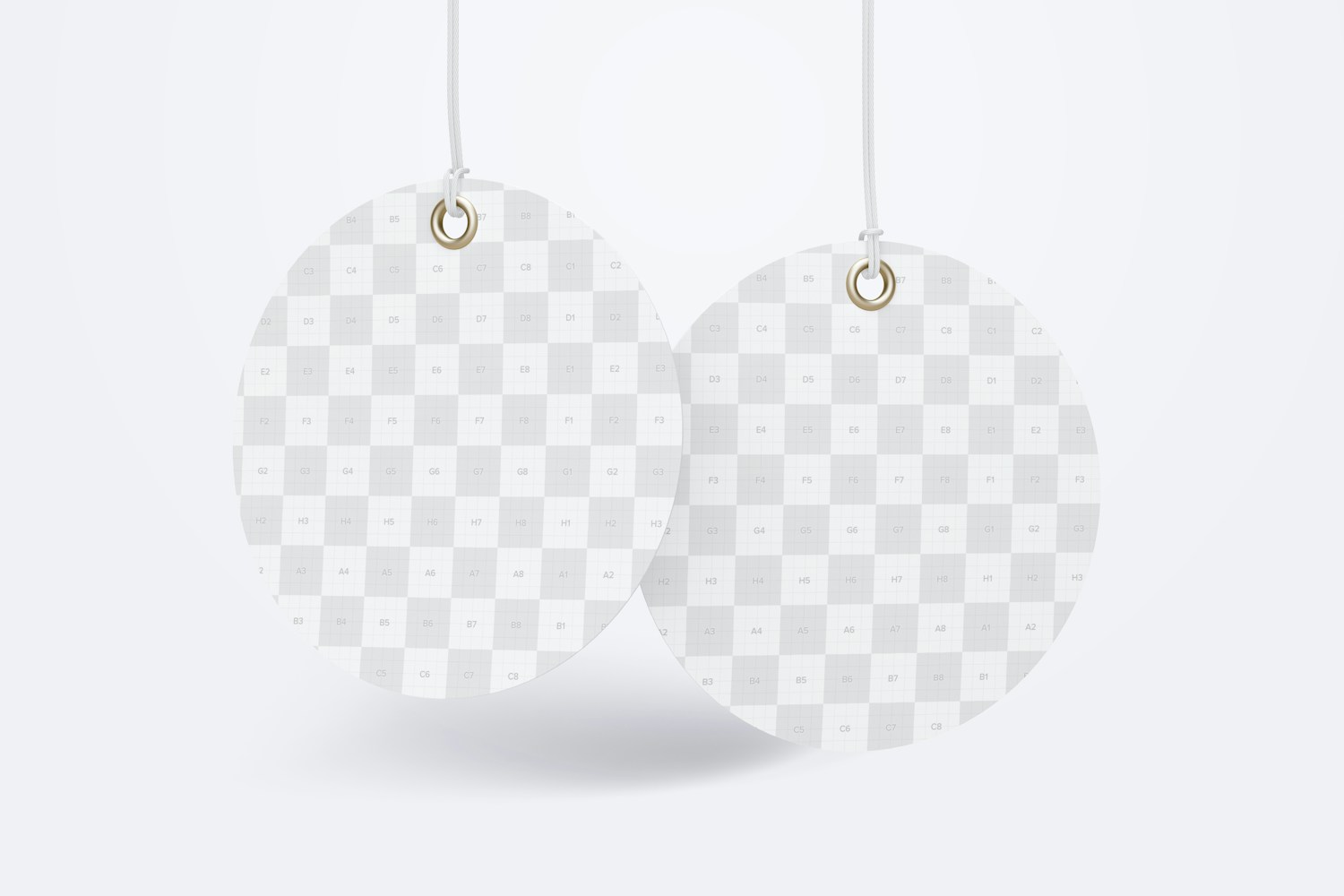 Circle Shape Hang Tags Mockup with String, Two-sided 02