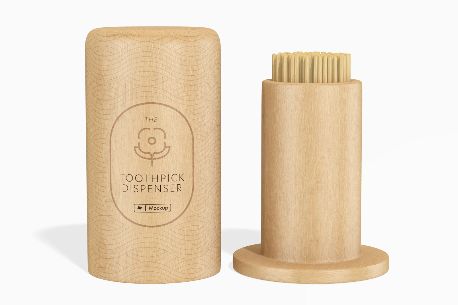 Wooden Toothpick Dispenser Mockup, Opened