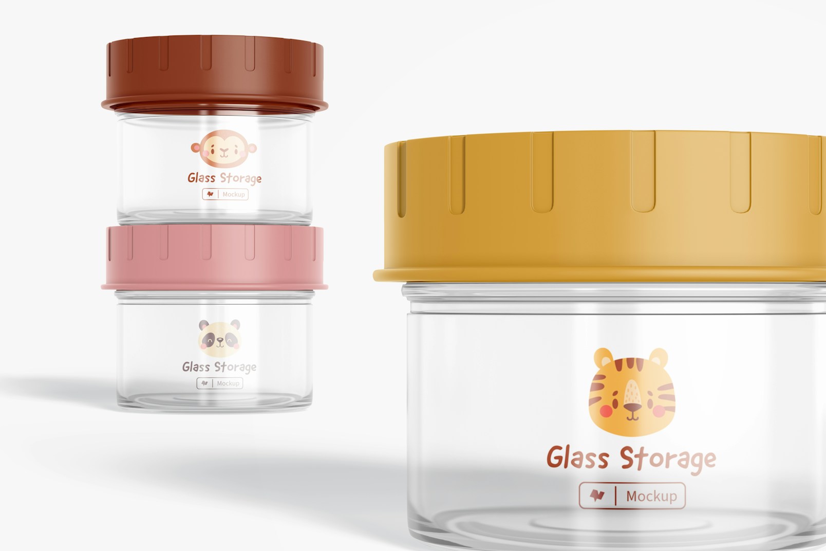 Glass Storage Jars Mockup, Close Up