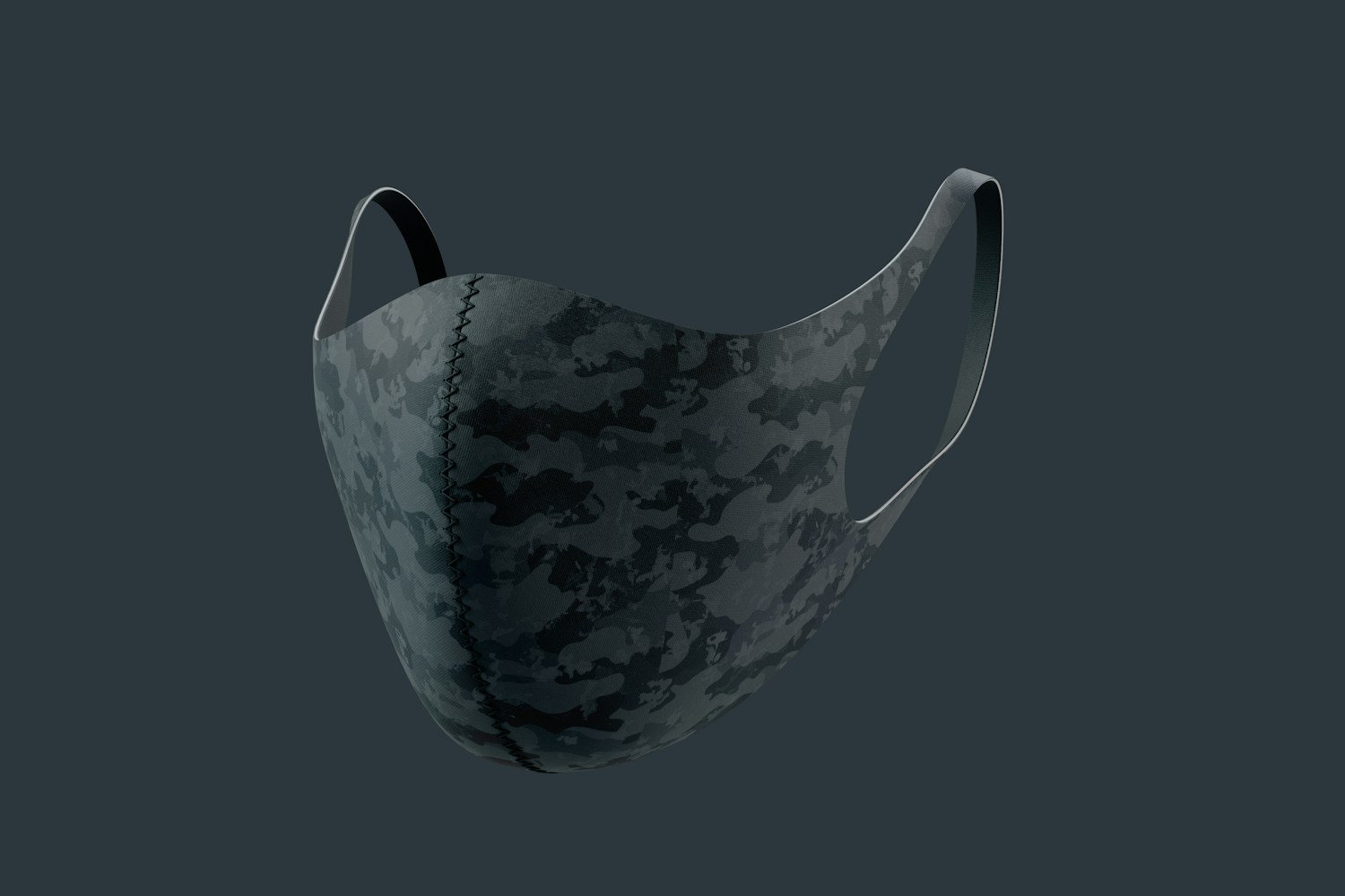 Neoprene Guard Face Mask Mockup, 3/4 Front Right View 02