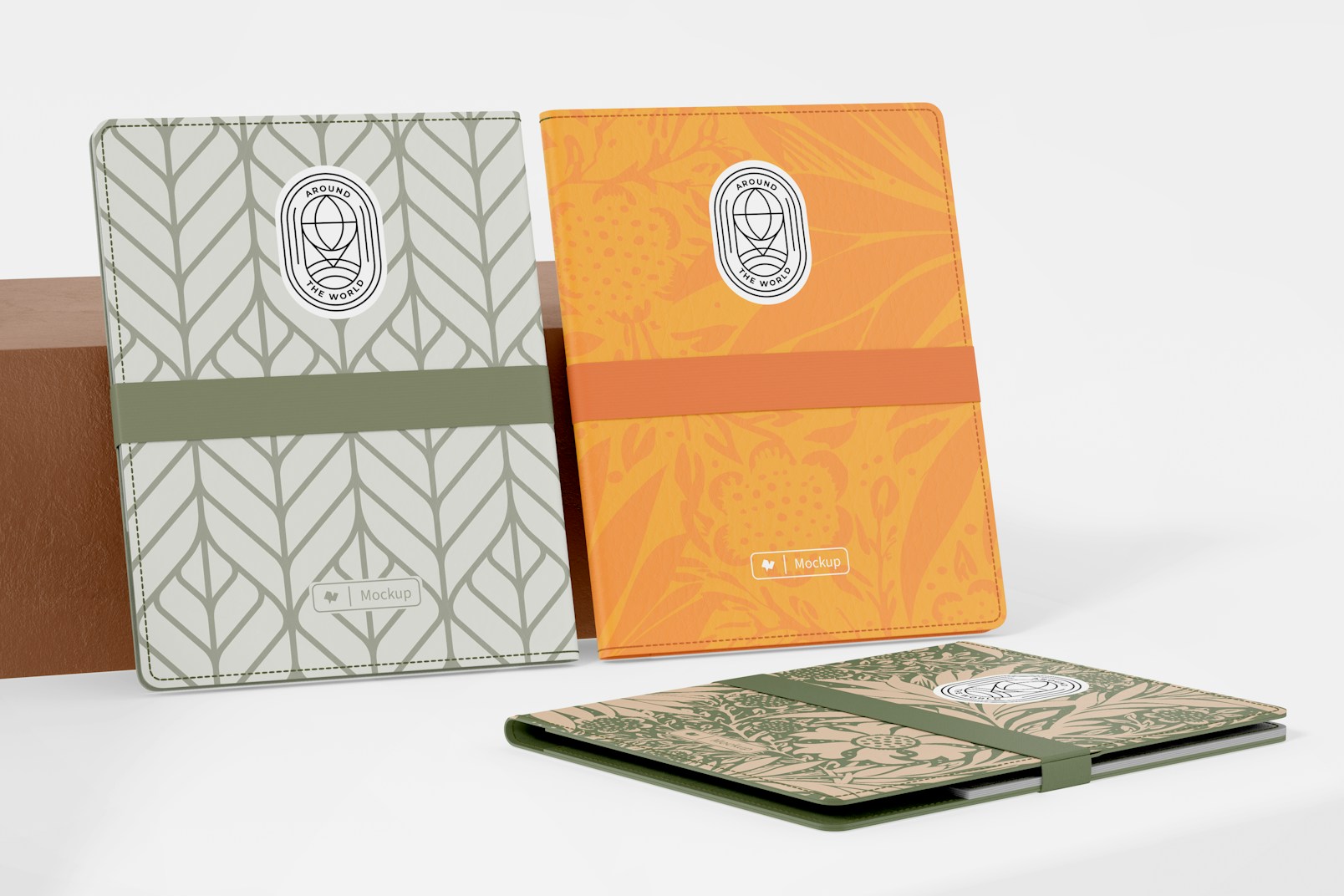 Passport Holders with Band Mockup, Leaned