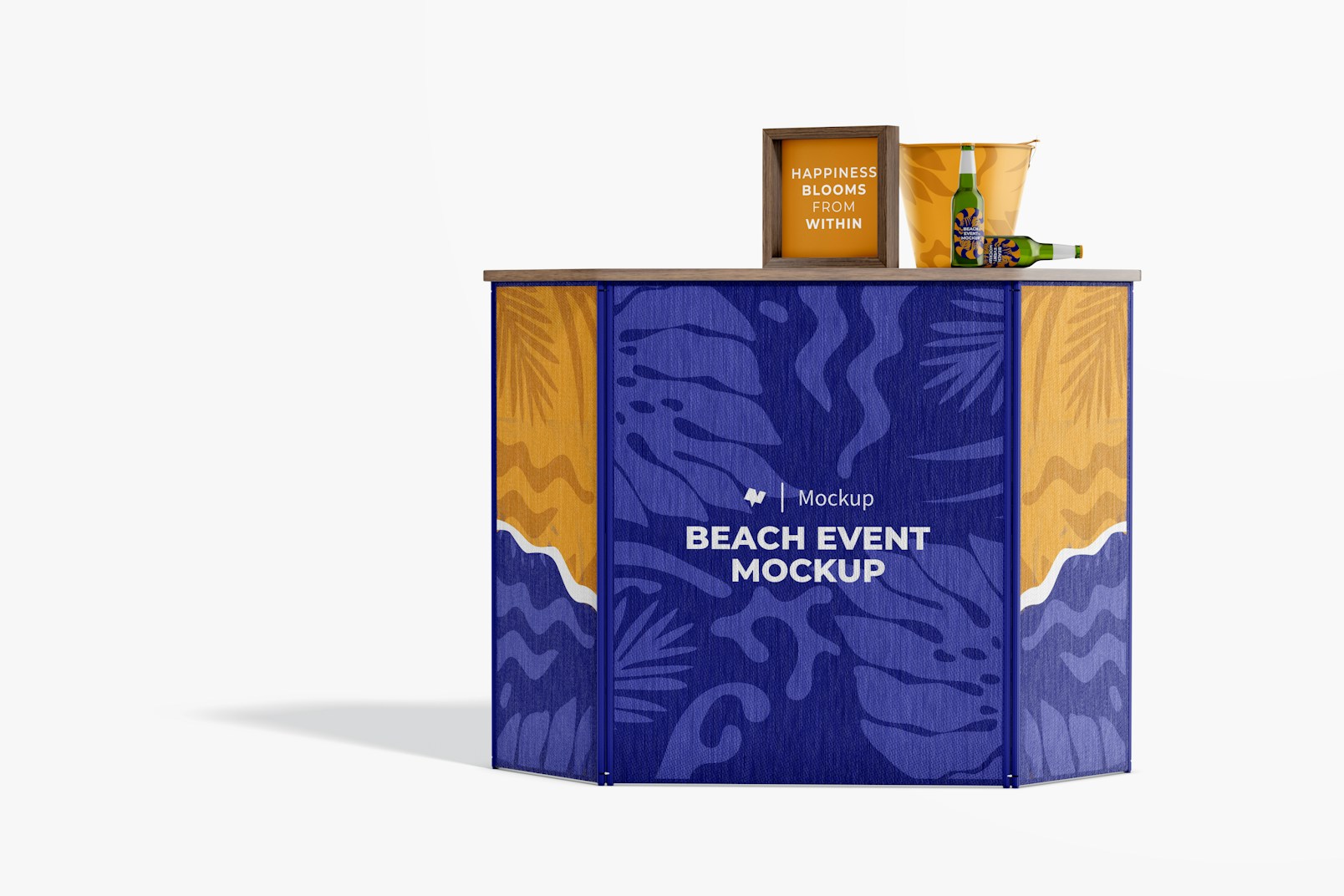 Maqueta de Stand Promocional para Playa, Vista Frontal