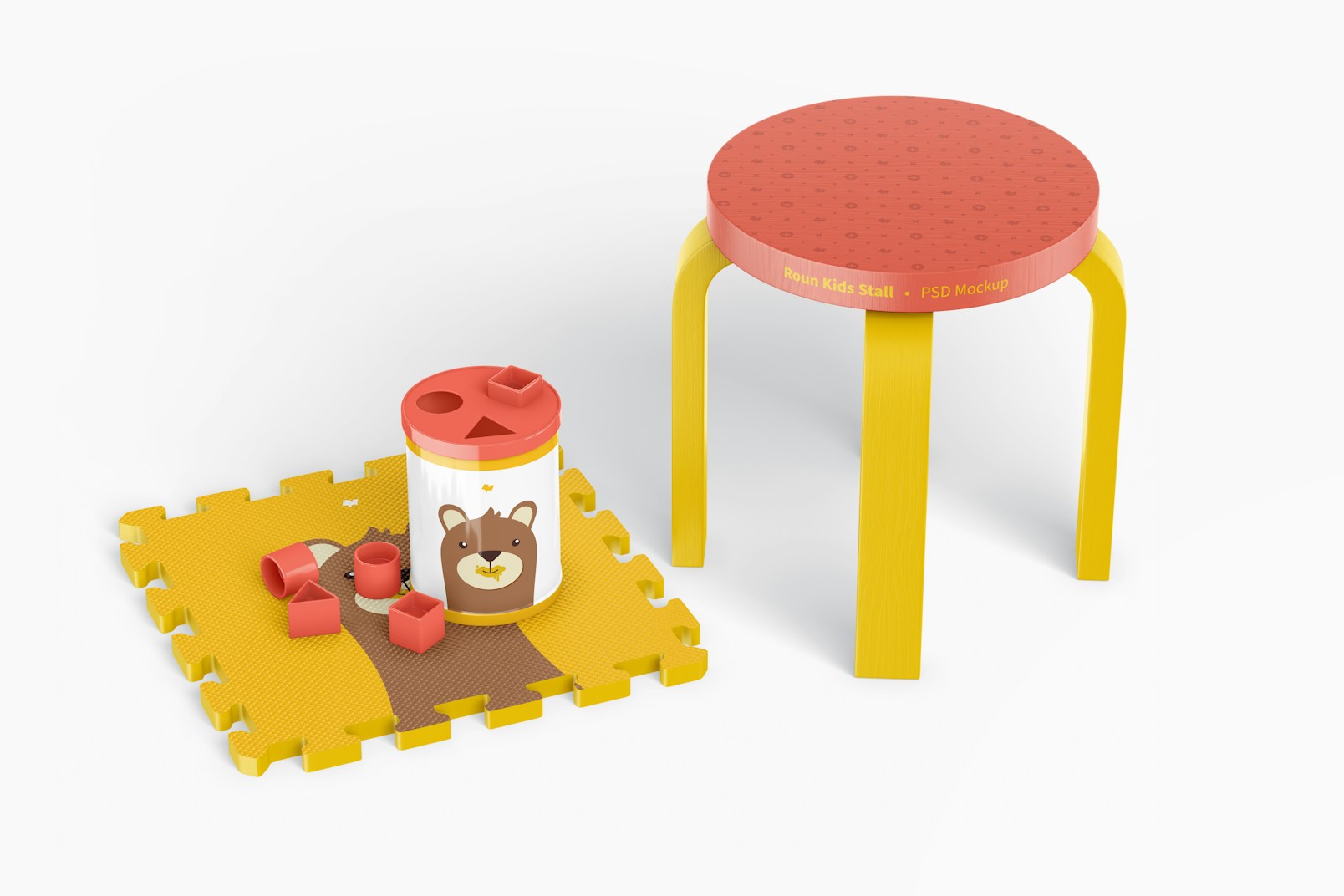 Round Kids Stall with Toys Mockup