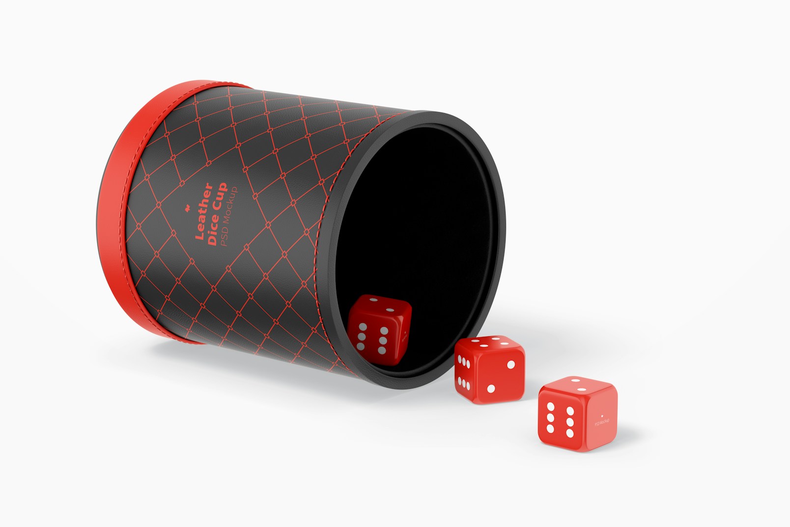 Leather Dice Cup Mockup, Dropped
