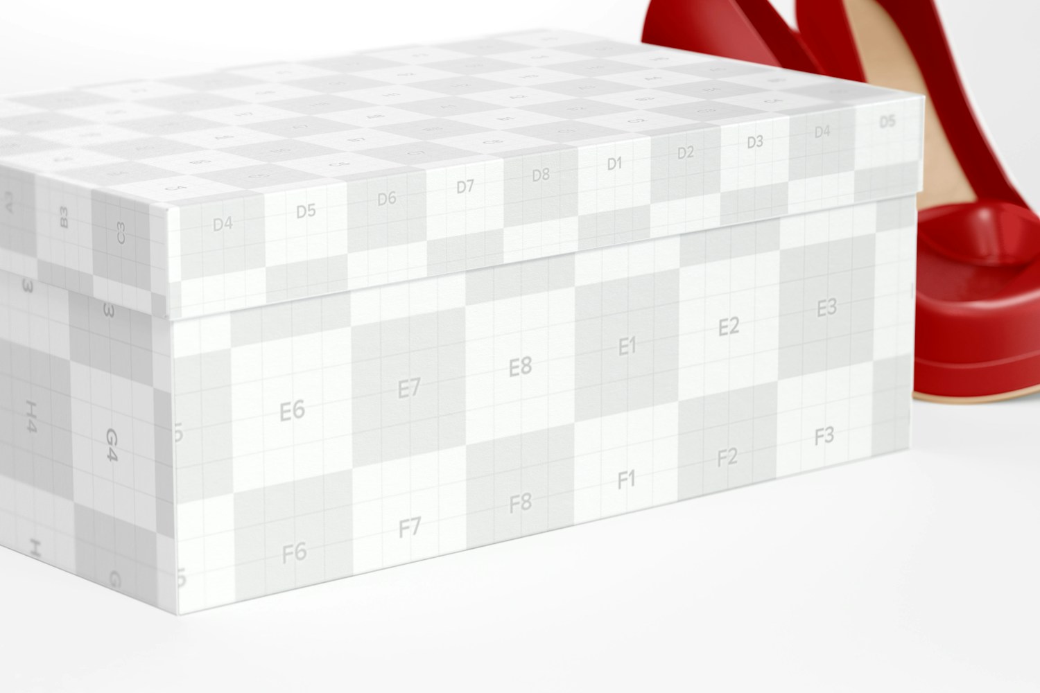 Carton Shoe Box Mockup, Close-Up Carton Shoe Box Mockup, Close-Up